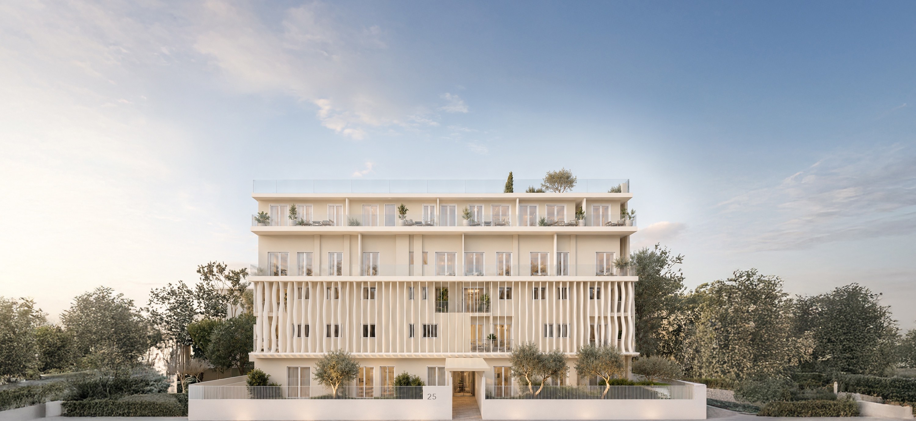 Architectural visualisation of the Elysium Gardens façade in Ag. Ioannis Rentis, Piraeus